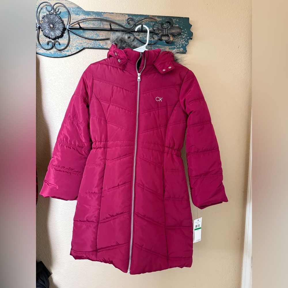 Girls Calvin Klein Pink Winter Coat